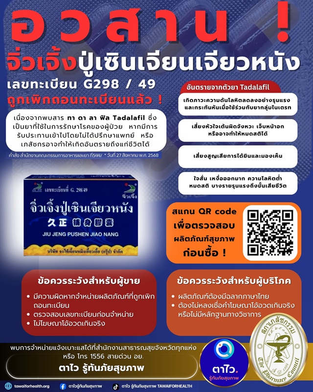 ยาจิ่วเจิ้งปู่เซินเจียนเจียวหนัง โดนเพิกถอน