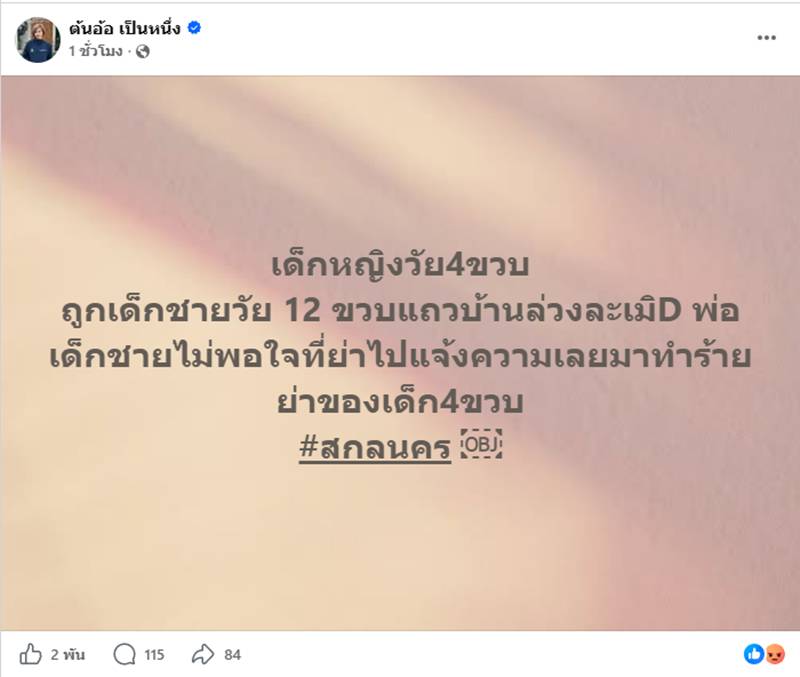 เด็กหญิง 4 ขวบถูกเด็ก 12 ล่วงละเมิด