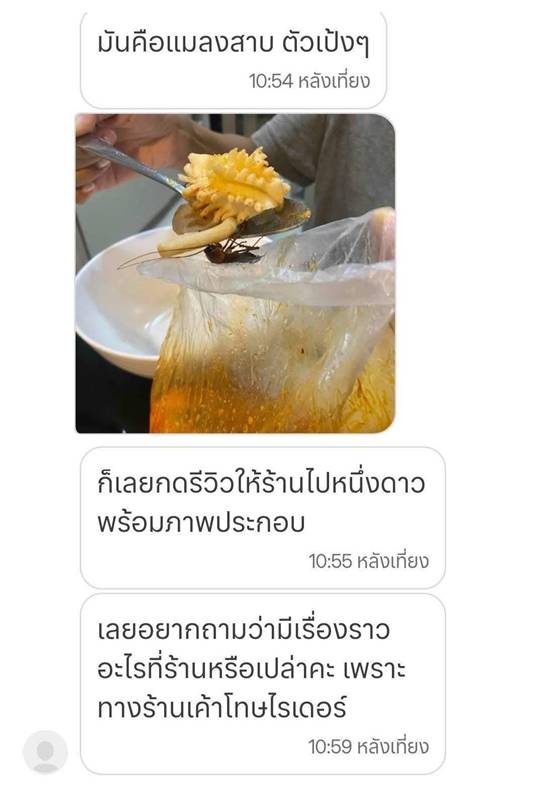 แมลงสาบในอาหาร