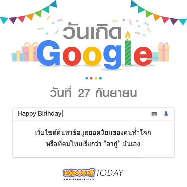 สุขสันต์วันเกิด Google 27 กันยายน 