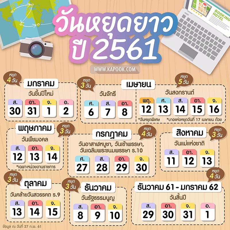 วันหยุดยาว 2561