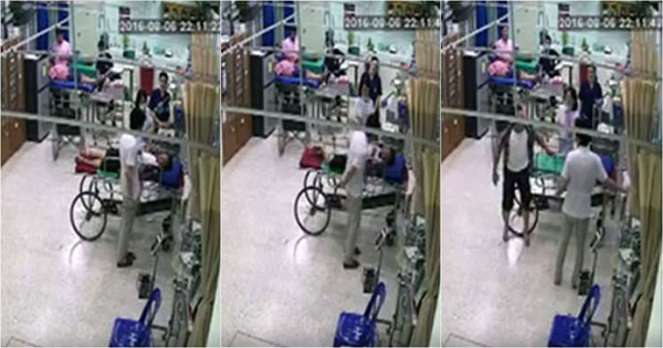 คลิปคนไข้อดีตเจ้าหน้าที่ปกครอง เตะก้านคอแพทย์