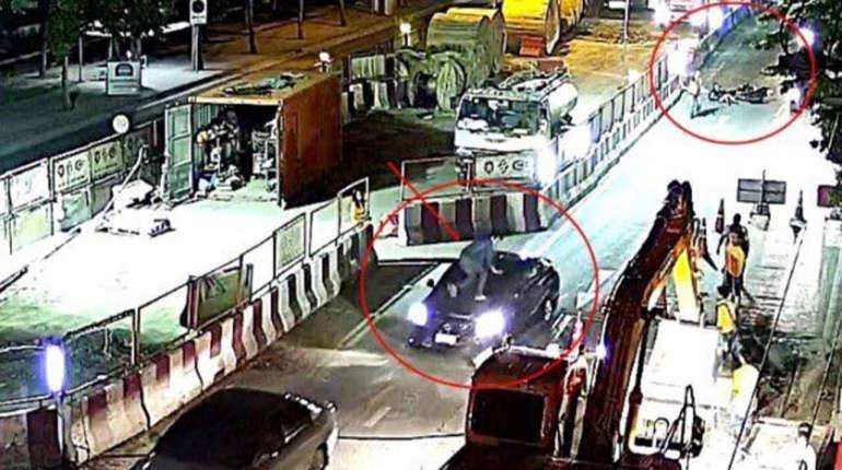 เก๋งชนมอเตอร์ไซค์ เหยื่อร่วงรถไม่สนใจ-แฟนโดดเกาะรถตาม