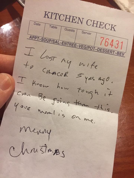 สาวป่วยมะเร็งสุดซึ้งใจ เมื่อได้รับโน้ตจากคนแปลกหน้า ทำให้ได้รู้ว่าน้ำใจมีได้ทุกที่