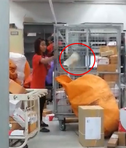 อีกแล้ว คลิปแฉไปรษณีย์ โยนกล่องพัสดุไม่สนของข้างใน