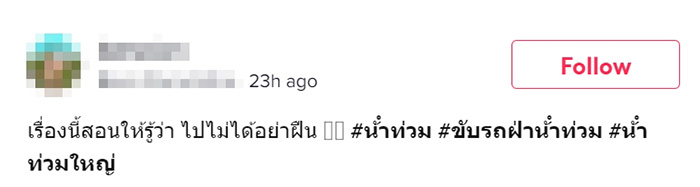 สาวจำใจขับรถฝ่าน้ำท่วม