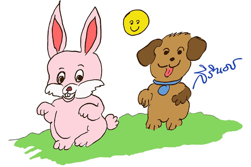 ภาพวาดการ์ตูนฝีพระหัตถ์ ส.ค.ส. ปีใหม่ 2566  