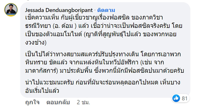 ไวรัลสาวเจอฟอสซิลหอย กลางสยาม