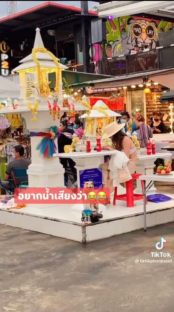 ฝรั่งสาวหิ้วเก้าอี้ขึ้นมานั่งชิล