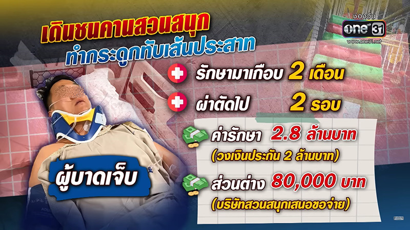 เผยภาพหลังผ่าตัด พ่อชนคานสวนสนุก