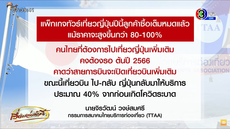 คนญี่ปุ่นอยากมาไทย แต่มาไม่ได้ ททท. แสดงความกังวล 