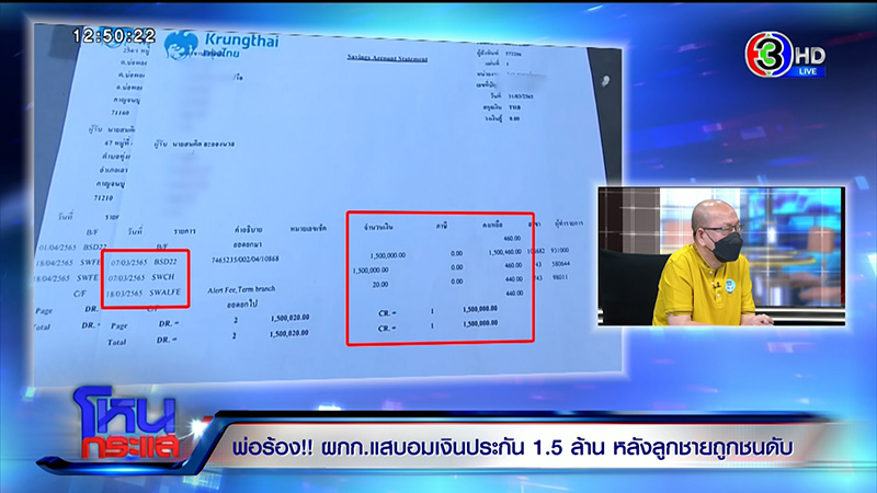 พ่อร้อง ผกก. ขับรถชนลูกตาย อมเงินค่าประกันอีก 1.5 ล้าน 