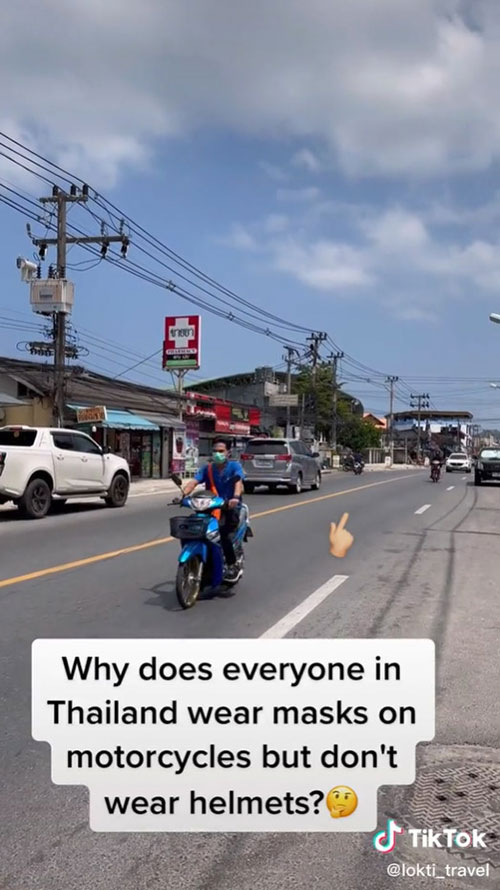 ฝรั่งไม่เก็ต คนไทยขี่ จยย. ใส่แมสก์ 