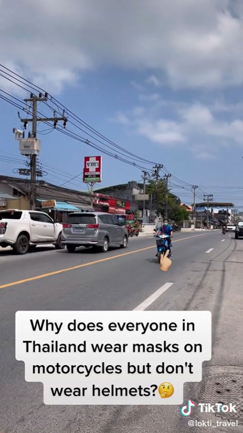 ฝรั่งไม่เก็ต คนไทยขี่ จยย. ใส่แมสก์ 