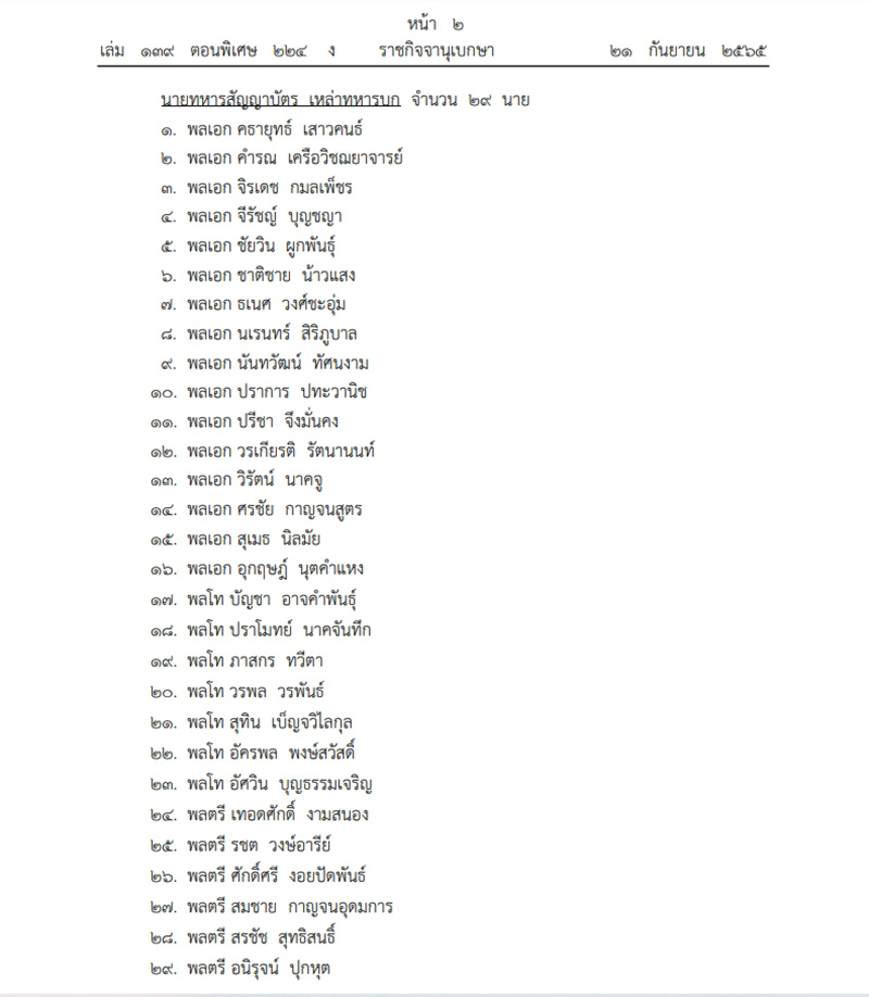 โปรดเกล้าฯ แต่งตั้งนายทหาร นายตำรวจ 