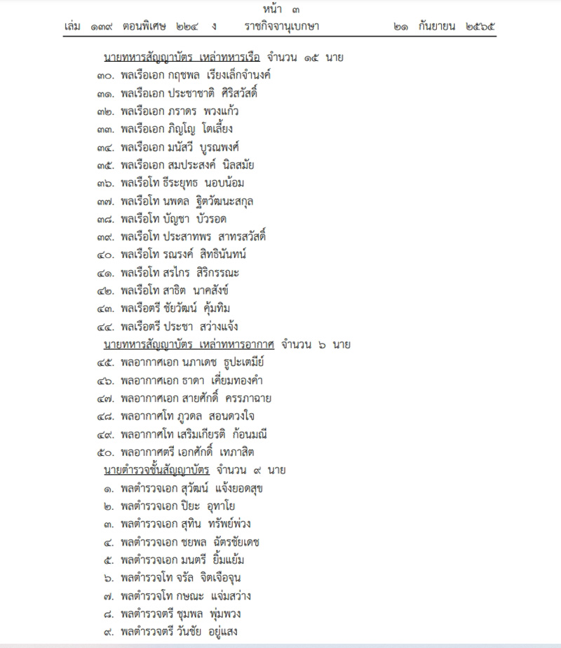 โปรดเกล้าฯ แต่งตั้งนายทหาร นายตำรวจ 