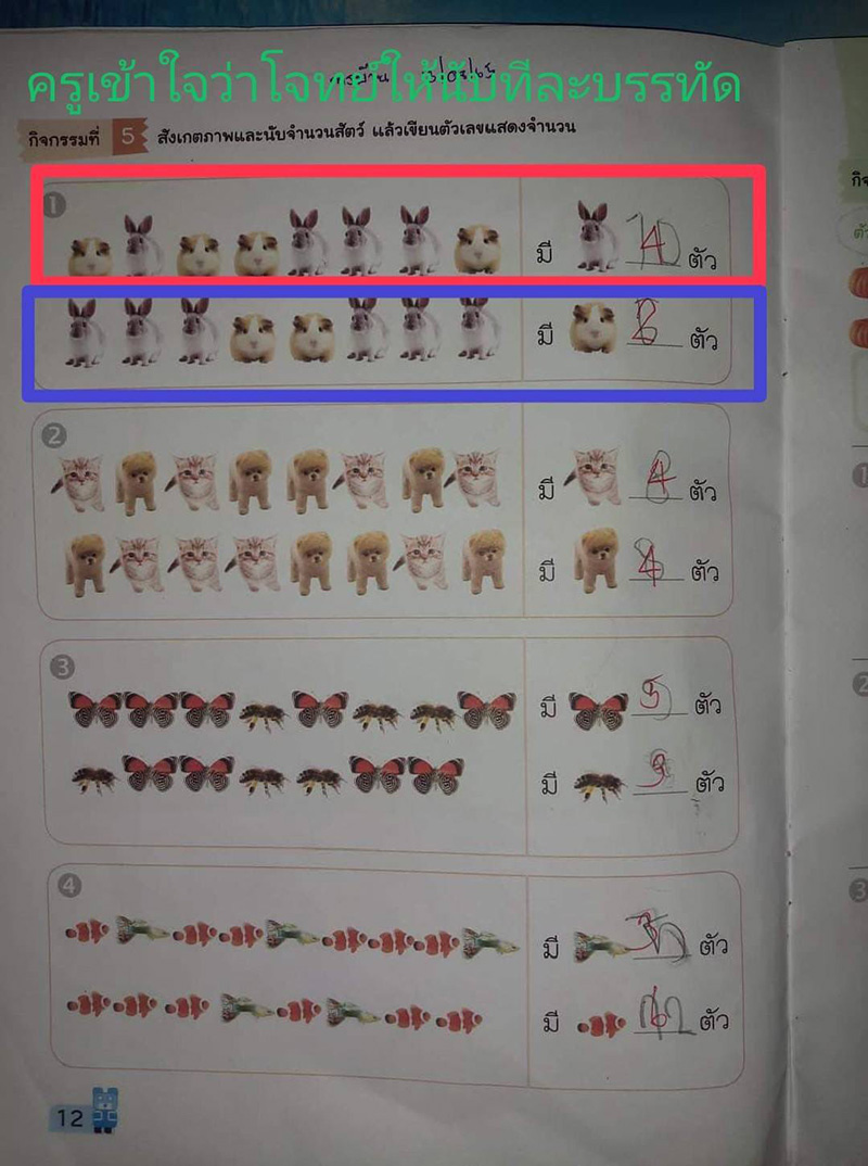 เฉลยชัด ๆ การบ้านเด็ก อ.2 นับเลขจากสัตว์ 