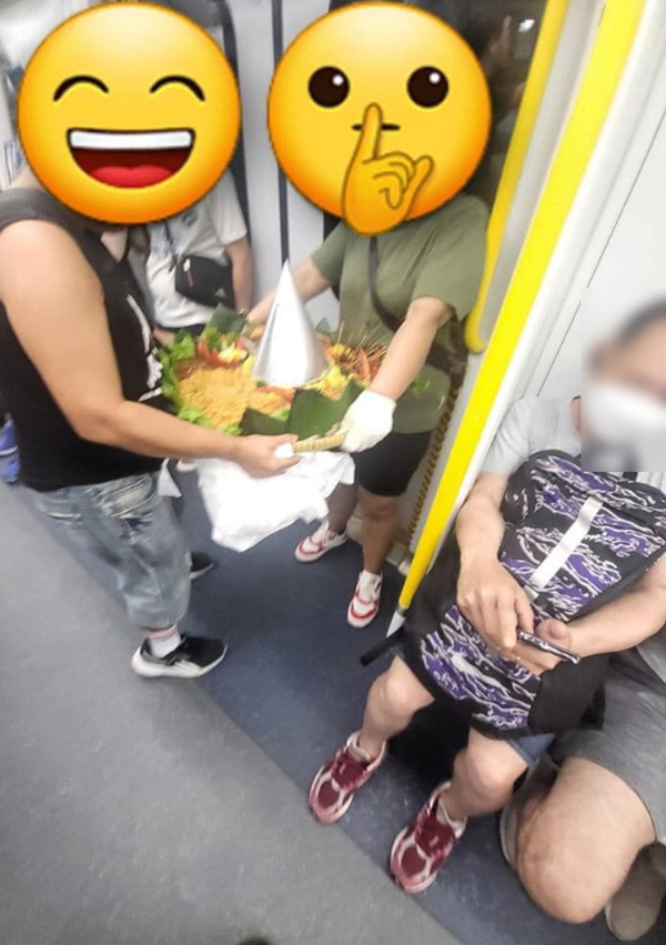 แบกอาหารทั้งถาดขึ้นรถไฟฟ้า