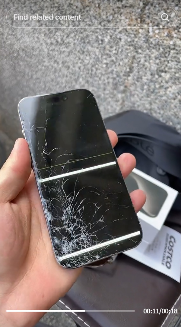 ทำ iPhone 15 Pro ตกหน้าร้านจอแตก