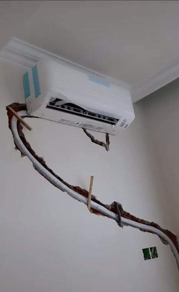 ติดแอร์ขอท่อฝังในกำแพง