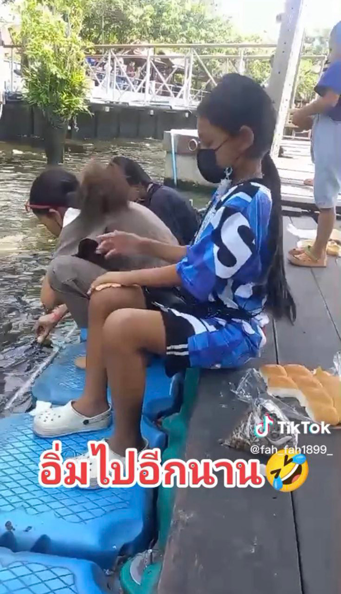 สาวน้อยให้อาหารปลาแบบโอมากาเสะ ป้อนถึงปาก คำเดียวอิ่มทั้งวัน