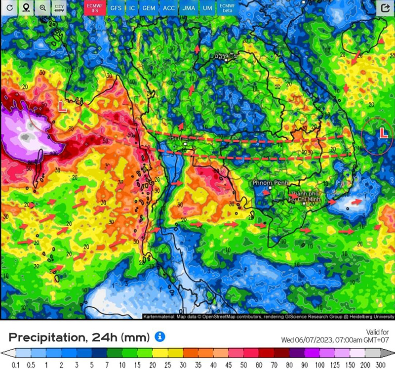 เปิดภาพเรดาร์มรสุมเข้าไทย เตือน 10 จังหวัด ฝนตกหนักมาก 