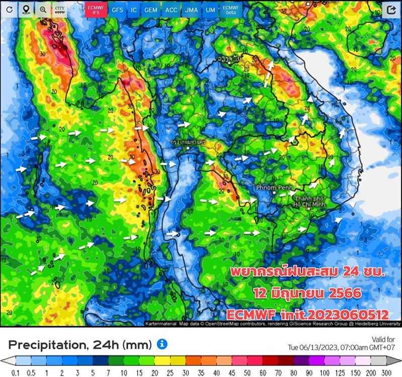 เปิดภาพเรดาร์มรสุมเข้าไทย