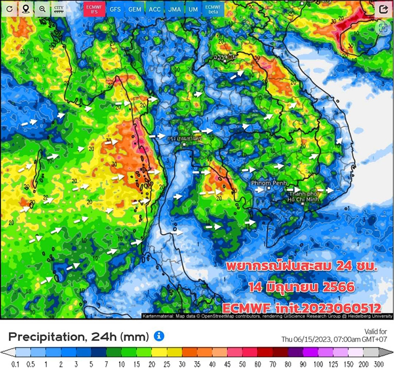เปิดภาพเรดาร์มรสุมเข้าไทย