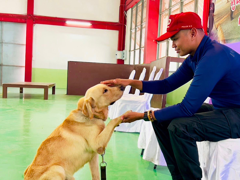 สุนัขตำรวจมอบพานไหว้ครูให้ครูฝึก