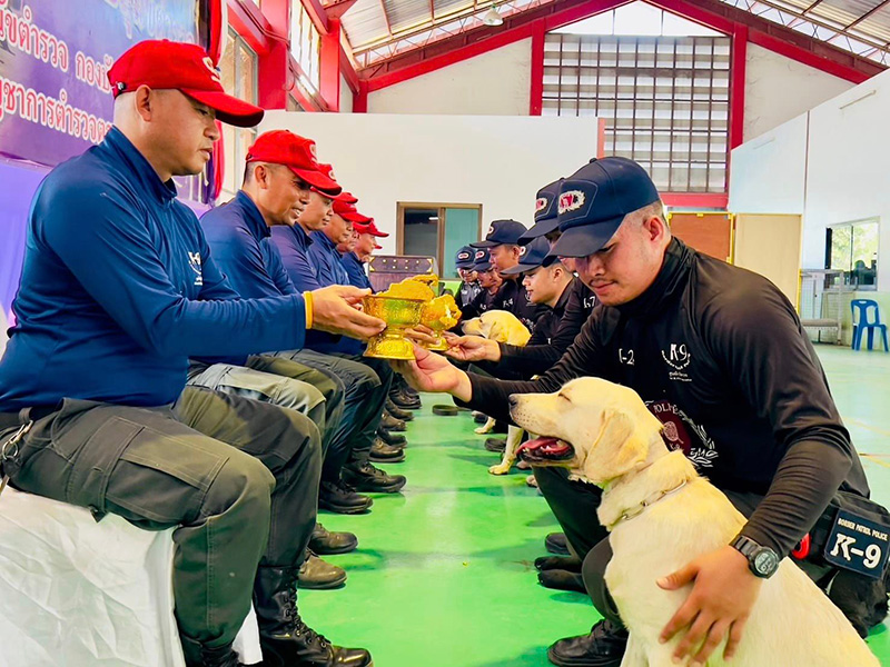 สุนัขตำรวจมอบพานไหว้ครูให้ครูฝึก