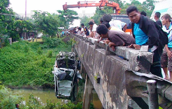 สิริกร คูพัฒนาพิบูลย์ ขับเก๋งแหกโค้งตกสะพานร้อยศพ