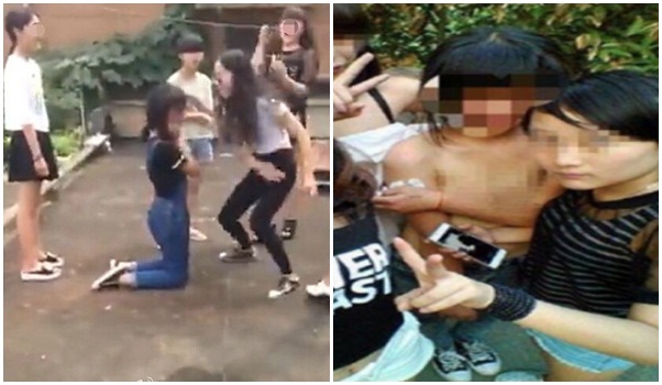 นักเรียนจีนรุมตบเพื่อน จับแก้ผ้าพร้อมเซลฟี่ 