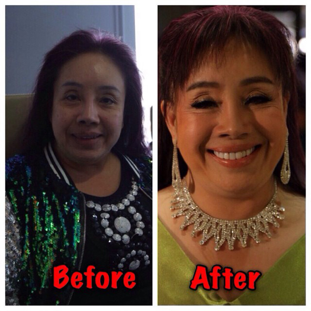 ลีน่าจัง ก่อนและหลังแต่งหน้า