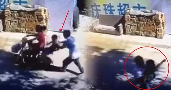 คลิปคนร้ายฉุดเด็กซ้อนท้ายจักรยานแม่