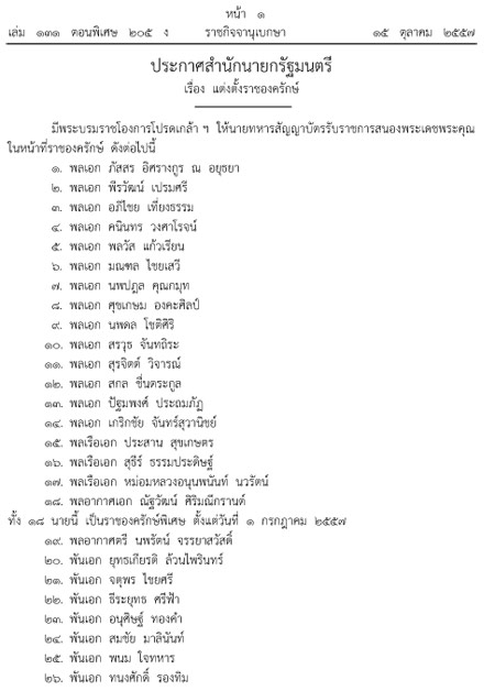 โปรดเกล้าฯ แต่งตั้งทหารราชองครักษ์ 156 นาย 