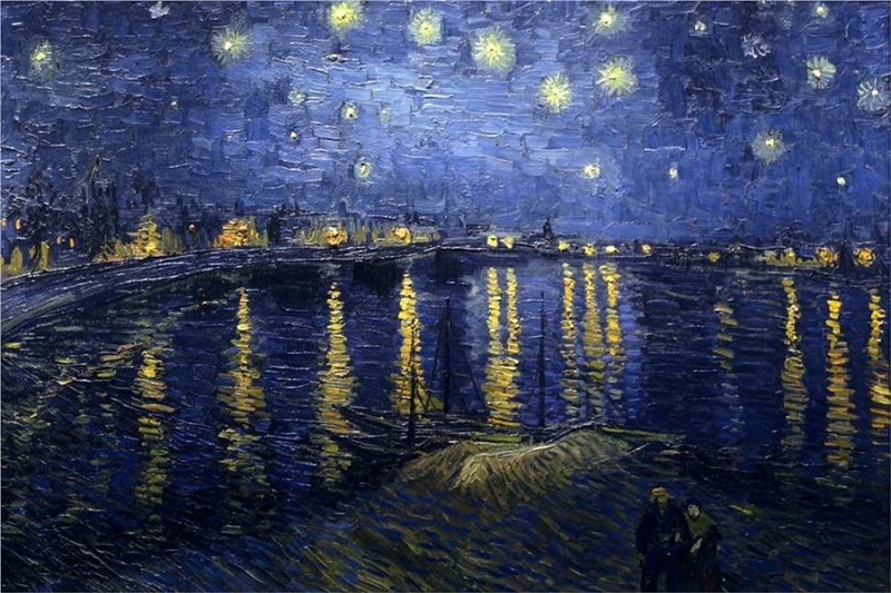 ภาพชื่อ The Starry Night Over The Rhone ผลงานของแวนโก๊ะ